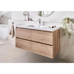 LAGOA - Wandgemonteerd meubel met wasbak - Lichtbruin - 120 cm - MDF