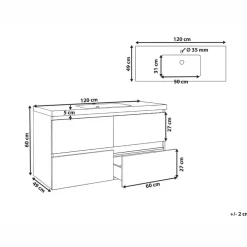 LAGOA - Wandgemonteerd meubel met wasbak - Lichtbruin - 120 cm - MDF