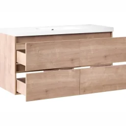 LAGOA - Wandgemonteerd meubel met wasbak - Lichtbruin - 120 cm - MDF