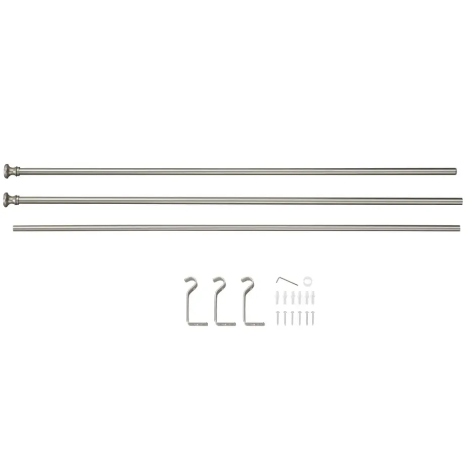 Lange gordijnroede - uitschuifbaar - 250-360 cm - zilvergrijs