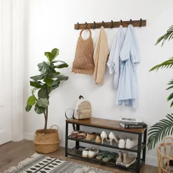 Lange Muur Kapstok - Retro School Kapstok - Bruin - 88 cm Lang