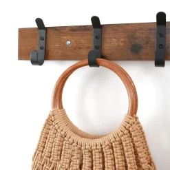 Lange Muur Kapstok - Retro School Kapstok - Bruin - 88 cm Lang