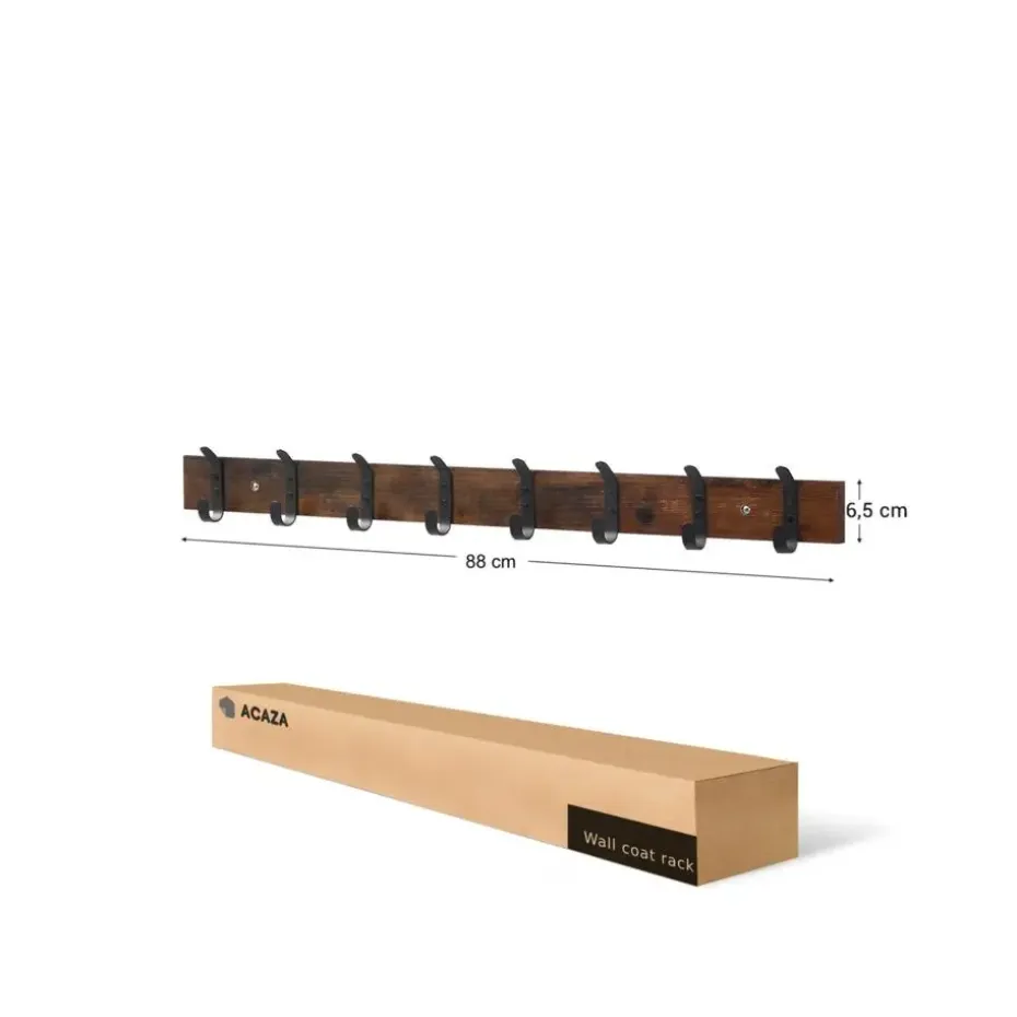 Lange Muur Kapstok - Retro School Kapstok - Bruin - 88 cm Lang