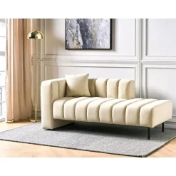 LANNILS - Chaise longue - Beige - Linkszijdig - Fluweel