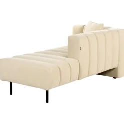 LANNILS - Chaise longue - Beige - Linkszijdig - Fluweel