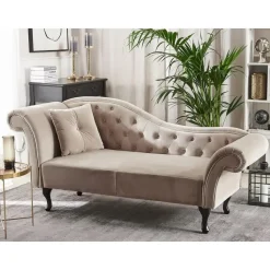 LATTES - Chaise longue - Beige - Linkerzijde - Fluweel