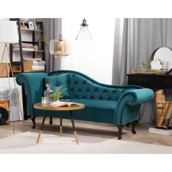 LATTES - Chaise longue - Blauw - Linkerzijde - Fluweel