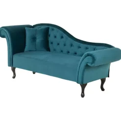 LATTES - Chaise longue - Blauw - Linkerzijde - Fluweel