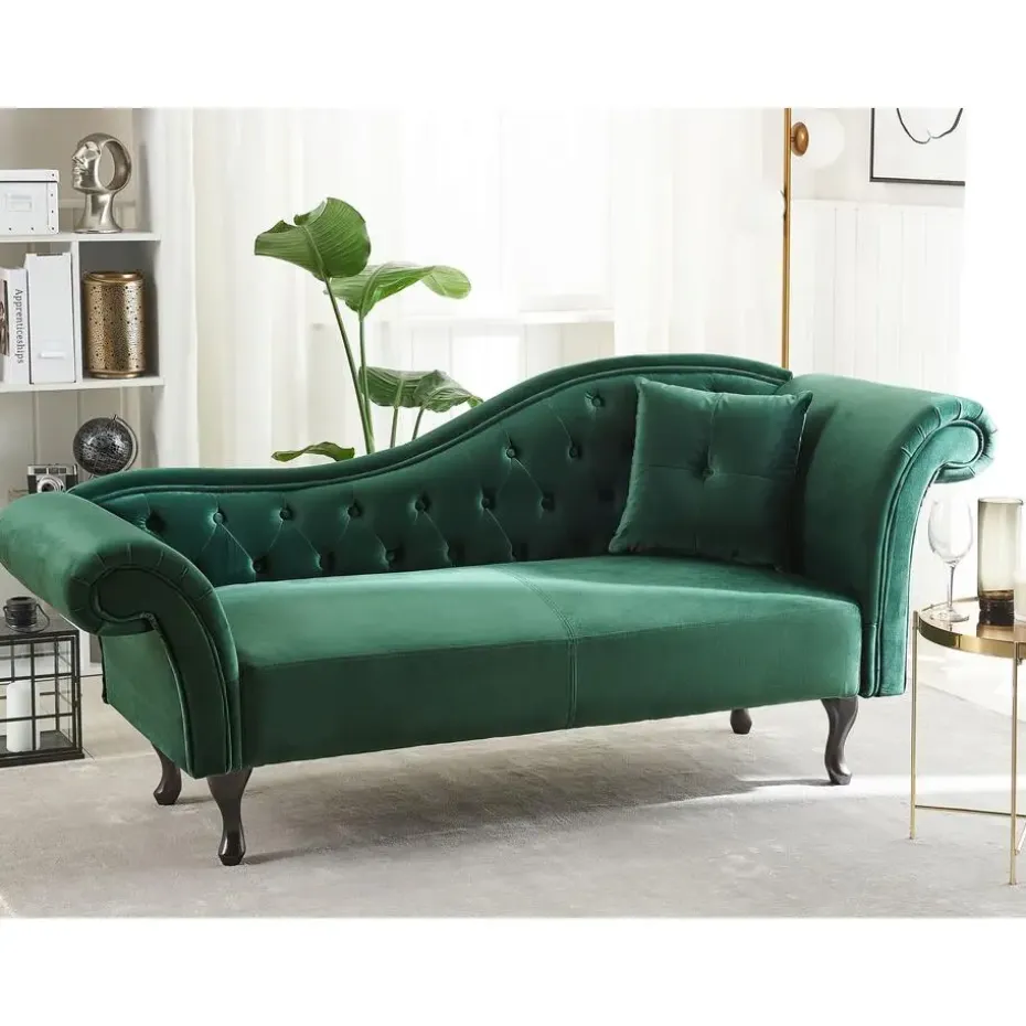 LATTES - Chaise longue - Groen - Rechterzijde - Fluweel