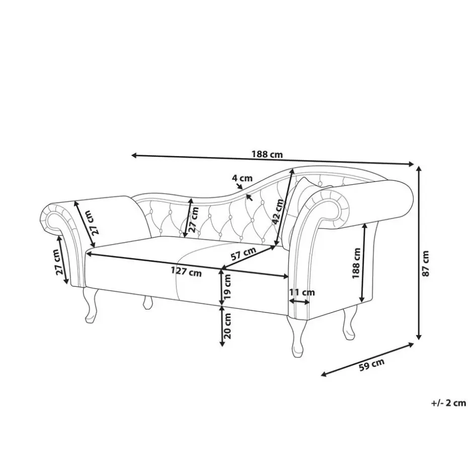 LATTES - Chaise longue - Groen - Rechterzijde - Fluweel