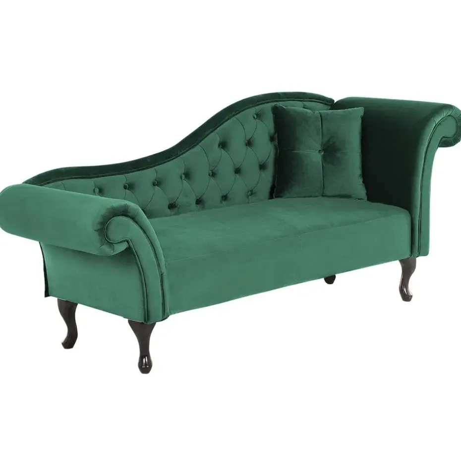 LATTES - Chaise longue - Groen - Rechterzijde - Fluweel