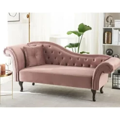 LATTES - Chaise longue - Roze - Linkerzijde - Fluweel