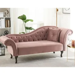 LATTES - Chaise longue - Roze - Rechterzijde - Fluweel