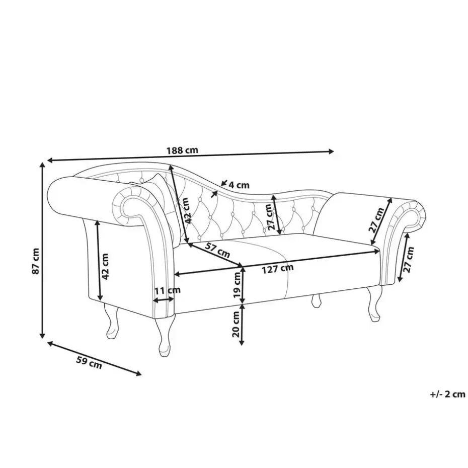 LATTES - Chaise longue - Wit - Linkerzijde - Kunstleer