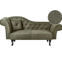 LATTES II - Chaise longue - Olijfgroen - Linkerzijde - Fluweel