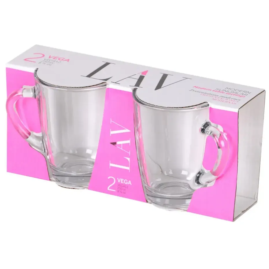 LAV Theeglazen/koffie glazen - transparant glas - 2x - 250 ml