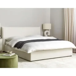 LAVAUR - Bed met opbergruimte - Off-white - 160 x 200 cm - Bouclé