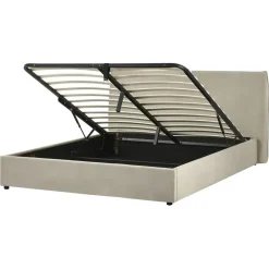 LAVAUR - Bed met opbergruimte - Taupe - 160 x 200 cm - Fluweel