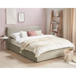 LAVAUR - Bed met opbergruimte - Taupe - 160 x 200 cm - Fluweel