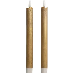 LED dinerkaarsen goudkleurig 25 cm - 2 stuks