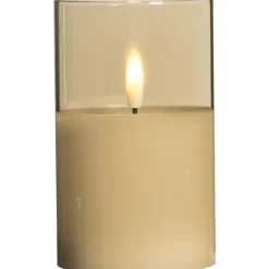 Led kaars in glas - goudkleurig - 12,5xØ7,5 cm