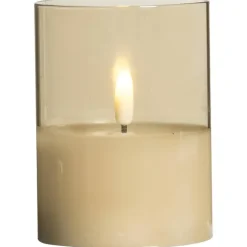 Led kaars in glas - goudkleurig - 10xØ7,5 cm