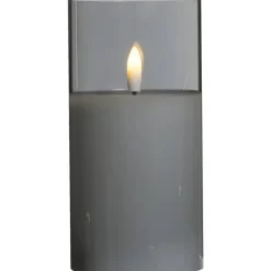 Led kaars in glas - grijs - 15xØ7,5 cm