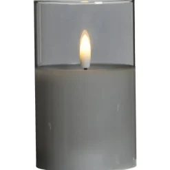Led kaars in glas - grijs - 12,5xØ7,5 cm