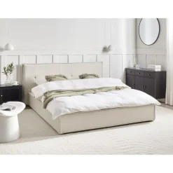 LESTRE - Tweepersoonsbed - Gebroken wit - 160 x 200 cm - Linnen