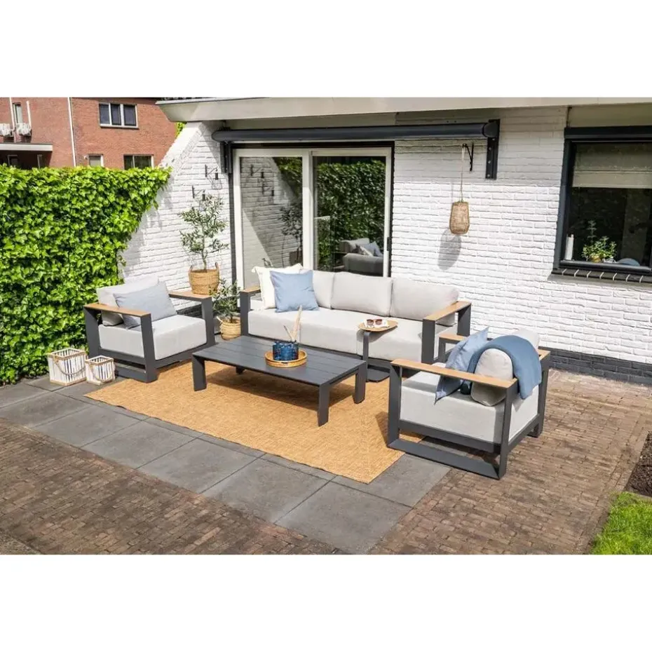 Levanto driezitsbank - c.black - valley sand light teaklook