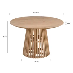Lewis & Loft Eettafel Levi – FSC® mangohout – Rond – Ø120 cm – Naturel