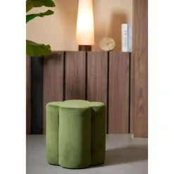 Light & Living - Nalani poef 38x38x45 cm velvet- olijfgroen