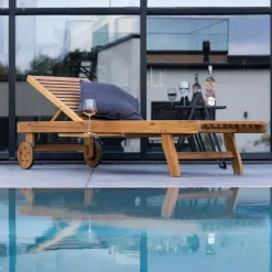 Ligstoel Naturel Hout - 200x63x35cm - Luzon