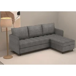 Lindhus - Bank met chaise longue omkeerbaar in stof grijs