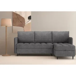 Lindhus - Bank met chaise longue omkeerbaar in stof grijs