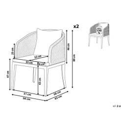 LIPARI - Tuinstoel set van 2 - Grijs - Aluminium
