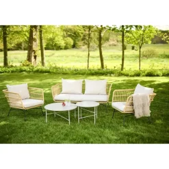 Lisomme Dax rotan tuinbank zand - met zitkussens