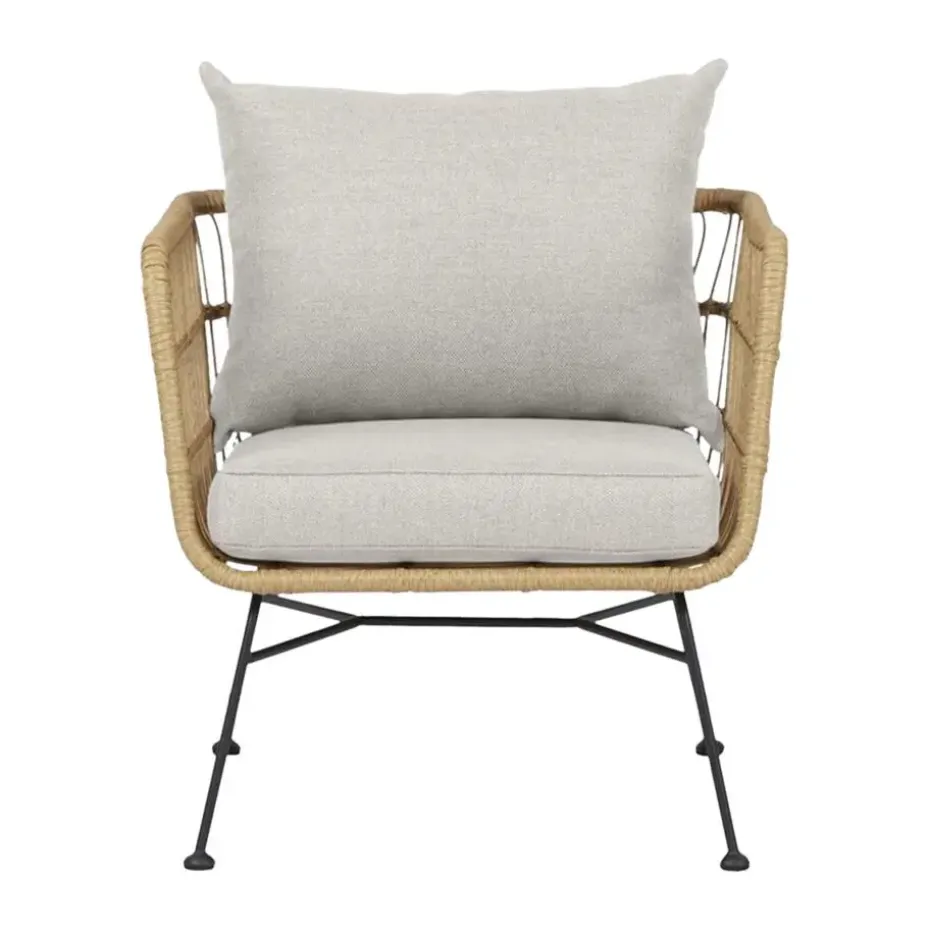 Lisomme Dax rotan tuinstoel naturel met kussens beige