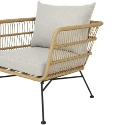 Lisomme Dax rotan tuinstoel naturel met kussens beige