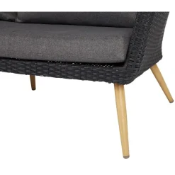 Lisomme Fien rotan tuinbank zwart - Met zitkussens