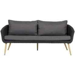 Lisomme Fien rotan tuinbank zwart - Met zitkussens