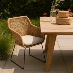 Lisomme Loki Rotan Tuinstoel Naturel - Met Zitkussen