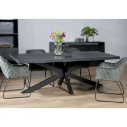 Livingfurn - e Zwart Eetkamertafel kala - Mango Hout - 200 cm