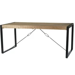 Livingfurn - Eetkamertafel Nairobi - U-Pot - Mango Hout - 140x80 cm - Bruin