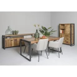 Livingfurn - Eetkamertafel Nairobi - U-Pot - Mango Hout - 140x80 cm - Bruin