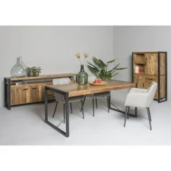 Livingfurn - Eetkamertafel Nairobi - U-Pot - Mango Hout - 140x80 cm - Bruin