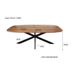 Livingfurn - Eetkamertafel Jesper Danish Oval 210cm - Mangohout