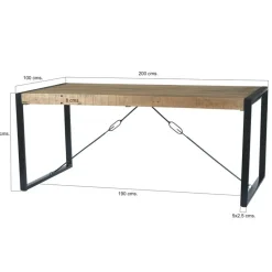 Livingfurn - Eetkamertafel Nairobi - U-Pot - Mango Hout - 200x100 cm - Bruin