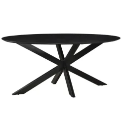 Livingfurn - Eetkamertafel Oslo Ovaal Zwart - Acasia Hout - 180 cm