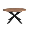 Livingfurn - Eetkamertafel Rocky Round Spider 150cm - Mangohout / Gecoat Staal